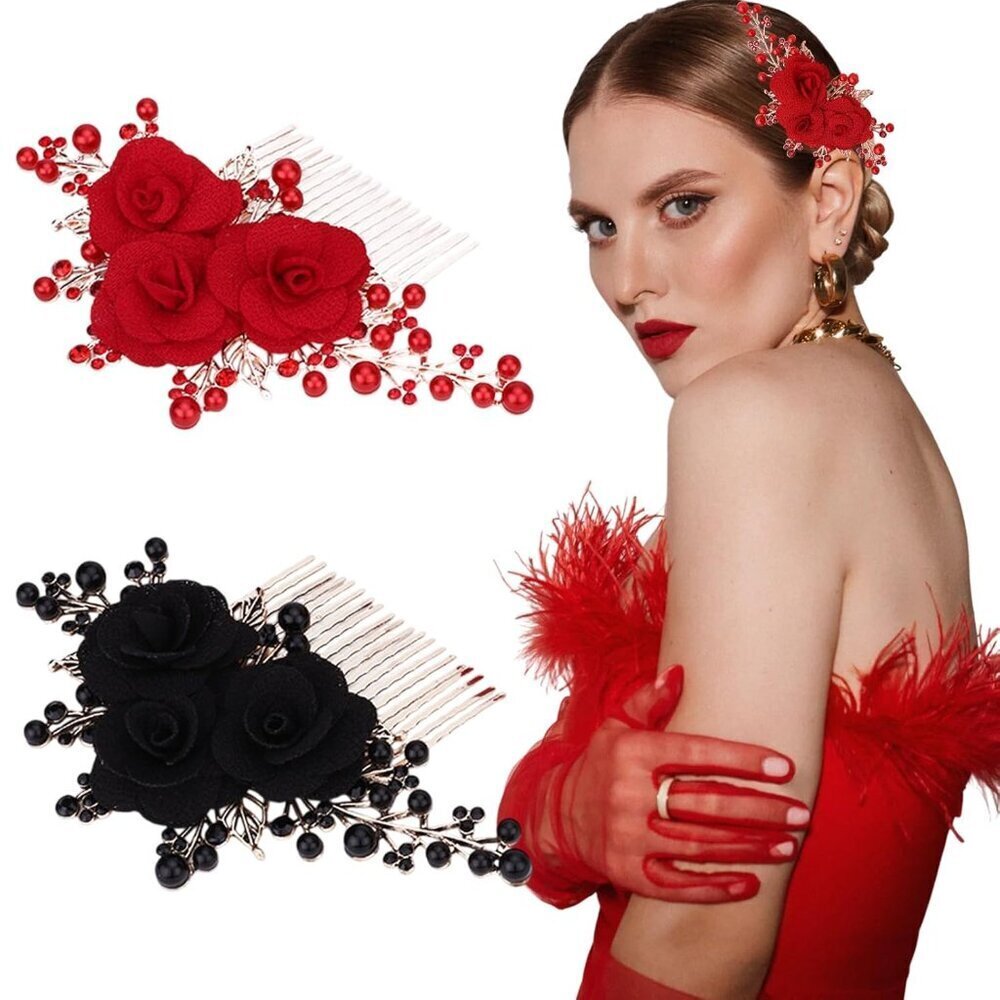 Flower Hair Combs Bridal Pearl Rhinestone Vintage Wedding Party Accessories